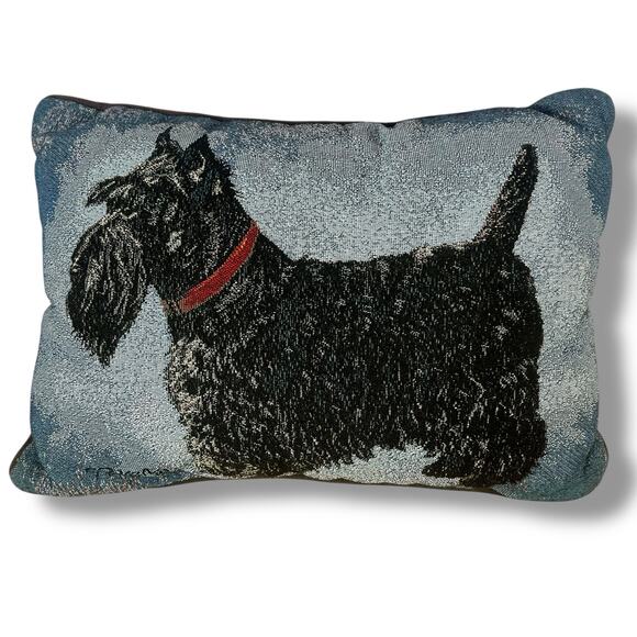 Vintage Scottie Scottish Terrier Tapestry Pillow Signed Linda Picken 15.5x11” - Picture 1 of 16